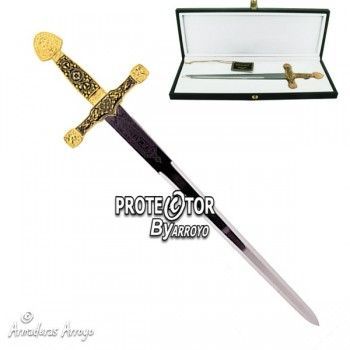 Mini Espada Excalibur Damasquinada