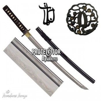 Wakizashi Samurai Forjado Damasco