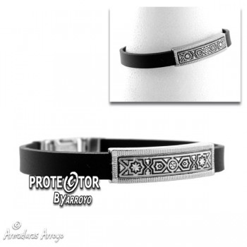 Pulsera Damasquinada Caucho