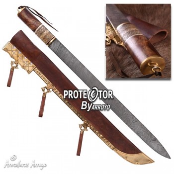 Cuchillo Vikingo Seax Damasco Largo