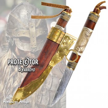 Cuchillo Mini Vikingo Seax Damasco Torslunda
