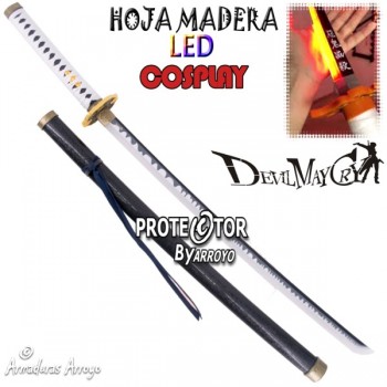 Katana Led Vergil Yamato de Devil May Cry 5 Cosplay Hoja Madera